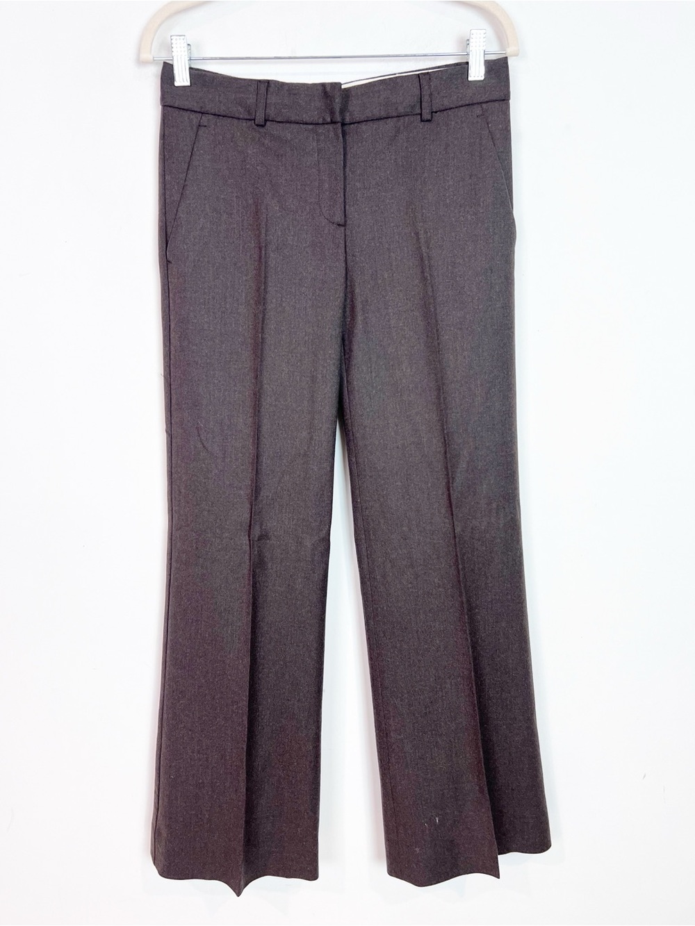 THEORY BROWN MID RISE WOOL BLEND WIDE LEG DRESS SLACKS PANTS WOMENS SZ 4